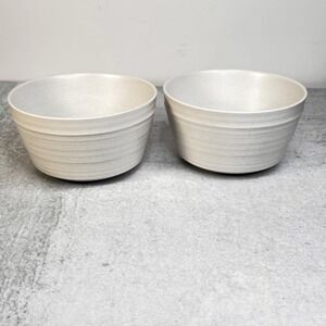 Bee & Willow Home Speckled Ribbed Cream Stoneware Cereal Bowls Set of 2